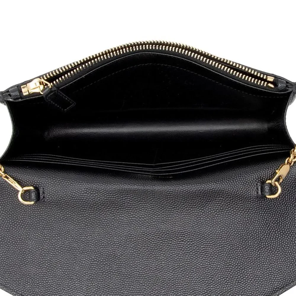 Saint Laurent Matelasse Grain de Poudre Monogram Envelope Chain Wallet - Picture 6 of 14